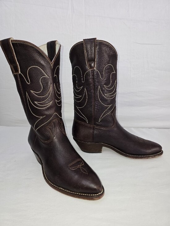 Vintage Stewart 1977 Brown Leather Handmade Cowboy Boots Western Men’s Size 8 EE main image 7